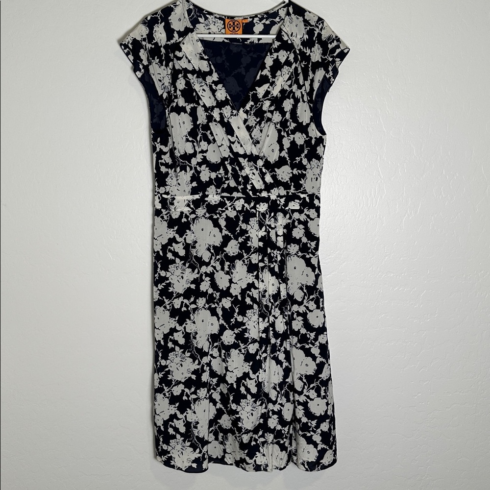 Tory Burch Floral Cap sleeve silk midi dress